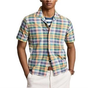 Polo Ralph Lauren Classic Fit Plaid Oxford Short Sleeve Woven Camp Shirt